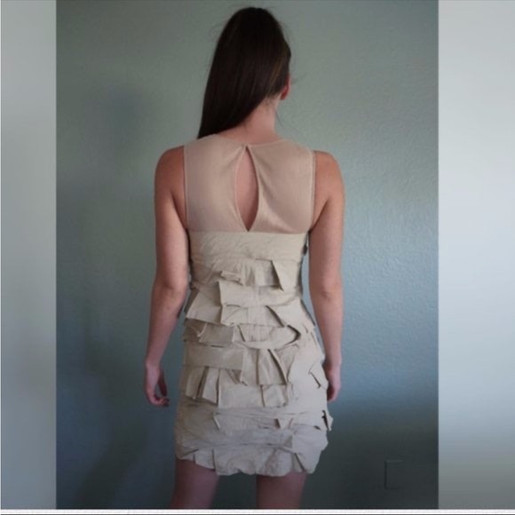 Robert Rodriguez Vintage Designer Mesh Paneled Taffeta Dress - Picture 3 of 5